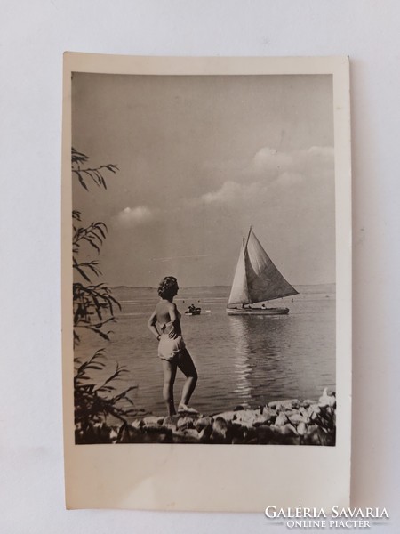 Old postcard balaton photo postcard sailing