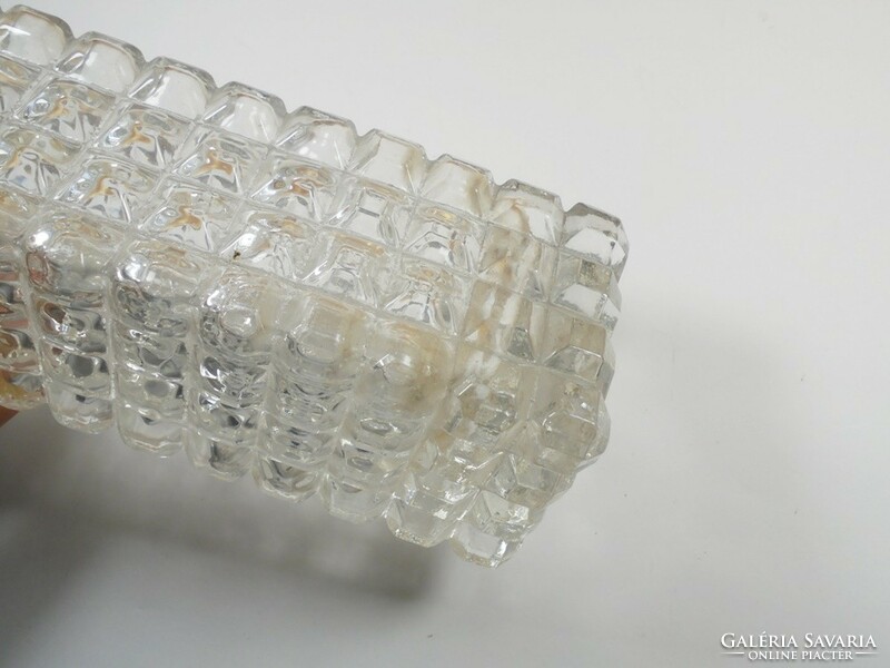 Retro old glass vase with convex pattern - 22.3 cm high