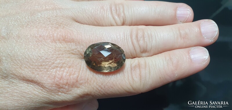 Smoky quartz 23.46 carats. Special chessboard sanding. With certification.