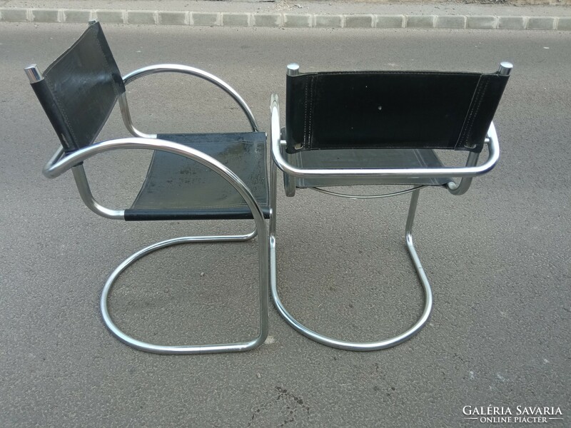 Bauhaus, krómozott csővázas székek, 2db, Marcel Breuer