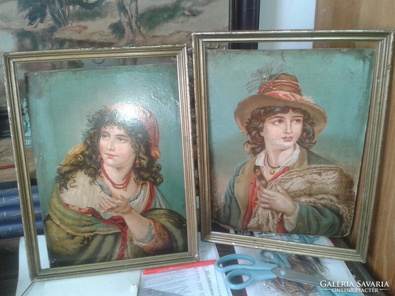 Early bieder portrait couple Austrian 1820k oil/cardboard ? Or a contemporary print?