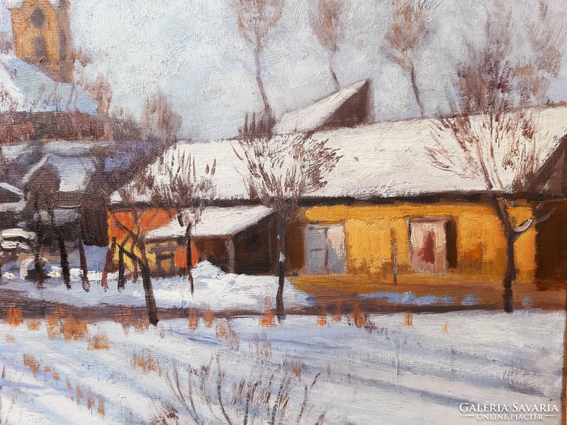 Lajos Szlányi (1869-1949) winter sunshine (Szolnok)