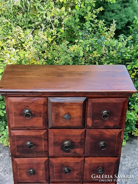 Small chest of drawers in solid wood with 12 drawers