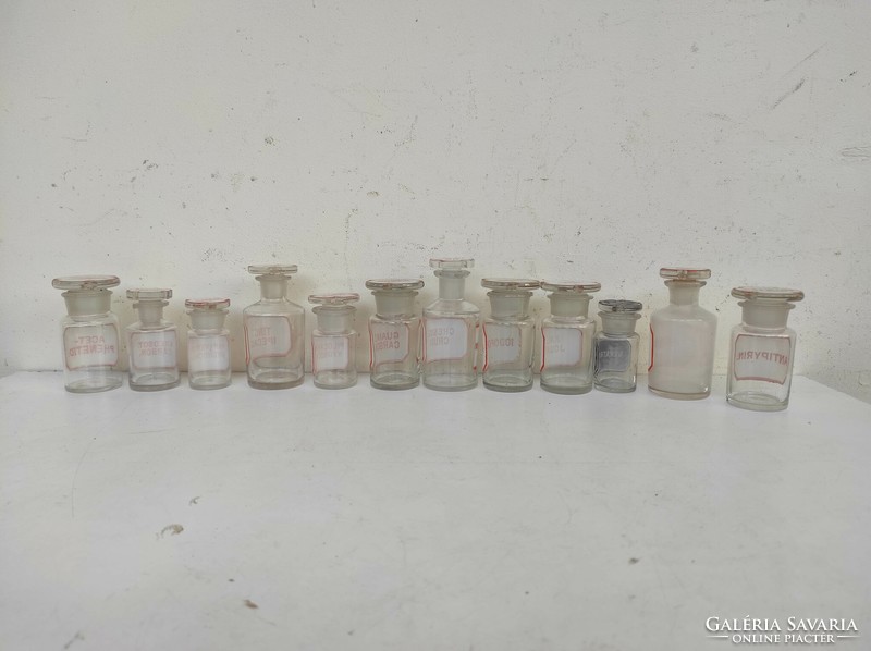 Antique doctor drug pharmacy pharmacist 12 glass jars with painted inscriptions 863 7427