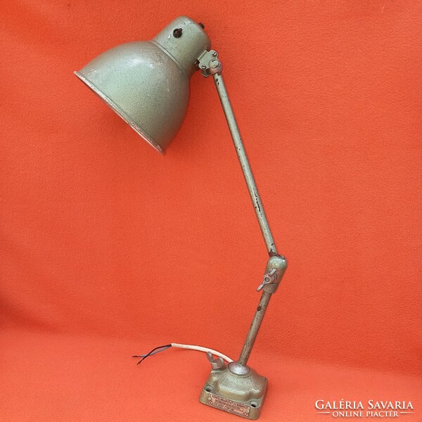 Old, Hungarian ball-jointed, metal, workshop lamp, table lamp. Working.