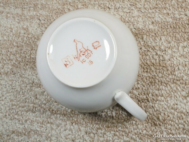 Retro old porcelain mug cup flower pattern Cyrillic marking Soviet or Ukrainian