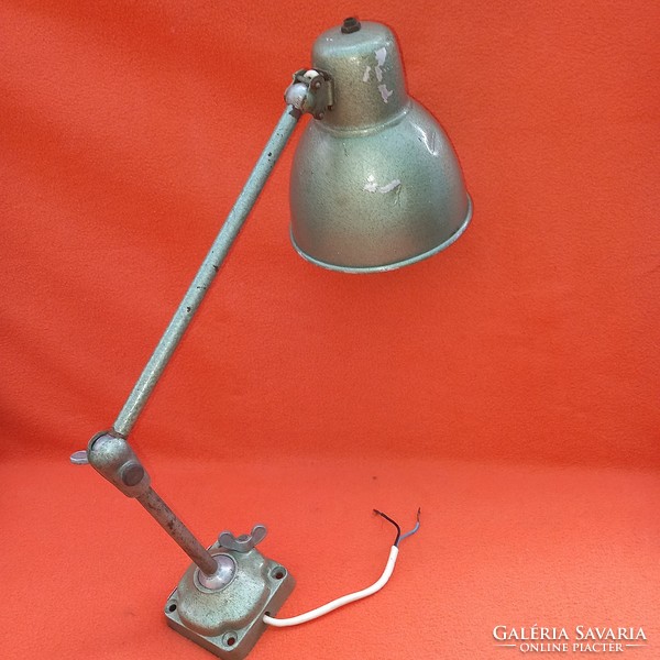 Old, Hungarian ball-jointed, metal, workshop lamp, table lamp. Working.