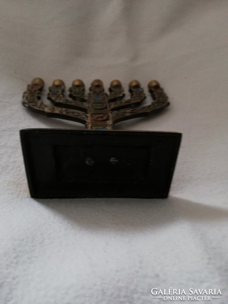 Brass engraved pattern menorah