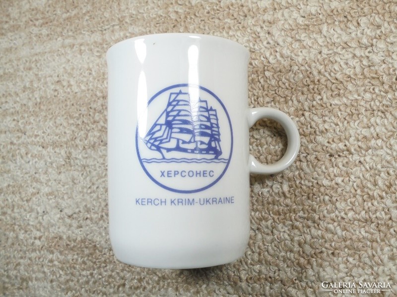 Retro old porcelain mug inmaris Ukraine Crimea tourist souvenir souvenir