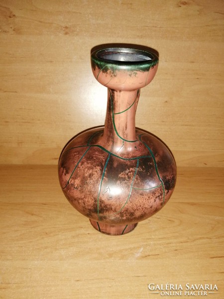 Iparművész kerámia füles váza - 19,5 cm magas (27/d)