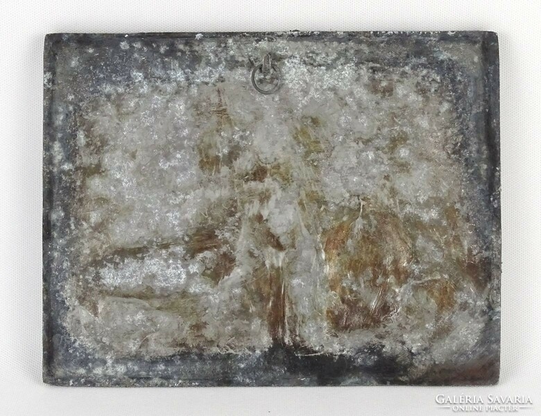 1N265 Hortobágyi jelenet fém fali dísz csikósok juhászok kondások 21.5 x 27.5 cm
