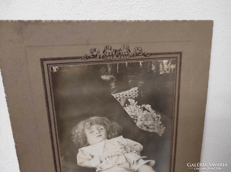 Antik fotó halott gyermek utolsó fotója temetés ravatal 137 7405