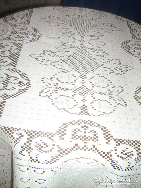Beautiful white baroque lace tablecloth