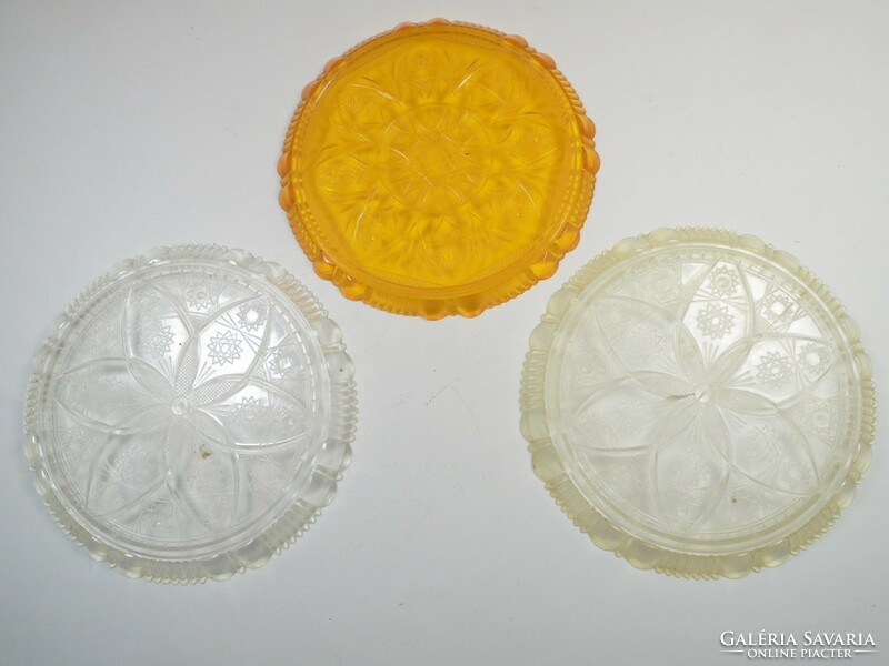 Retro kristály hatású műanyag tál pohár alátét 3 db - 1970-1980-as évekből