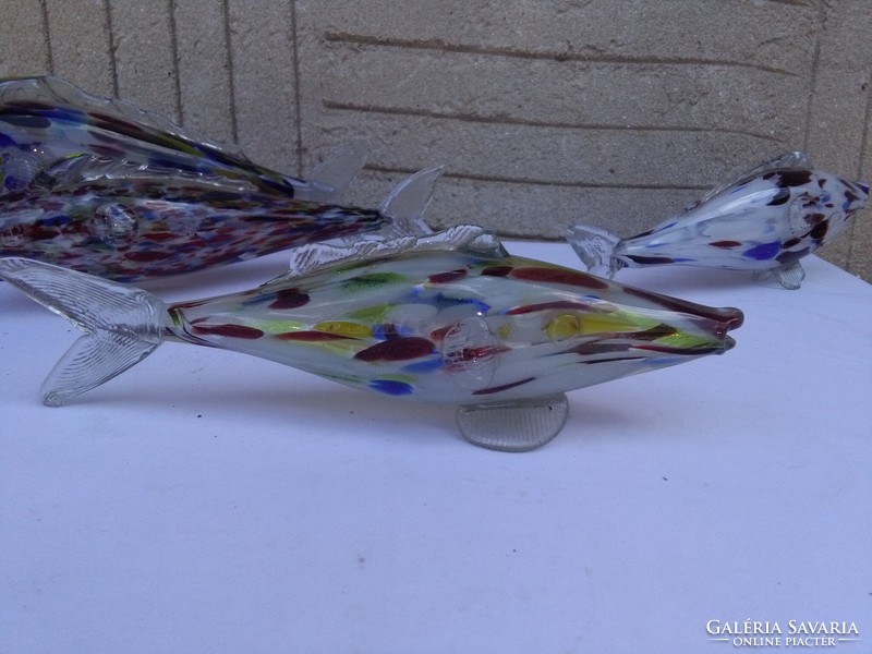 Four retro glass fish - sold together