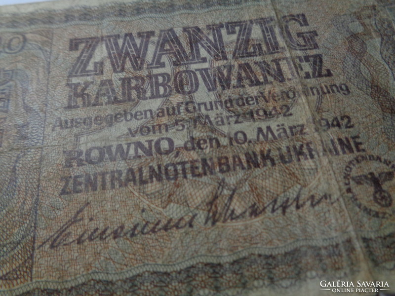 20  Karbowanez  /  Ukrajna / Rowno   1942. március 5.