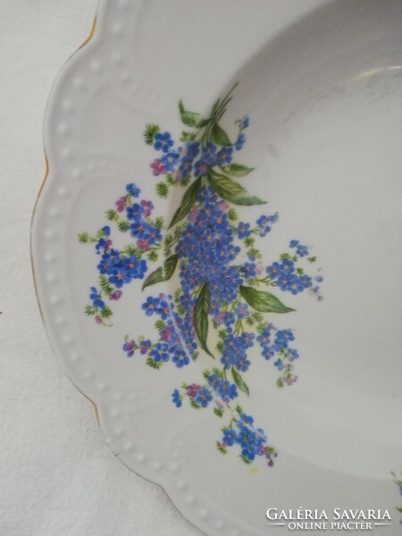 Wall plate with forget-me-not pattern, beaded, Zsolnay
