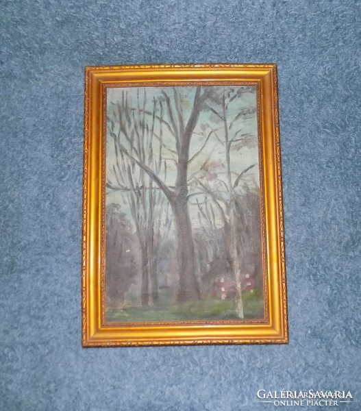 Szignózott festmény képkeretben "Sétány" 36 x 51 cm
