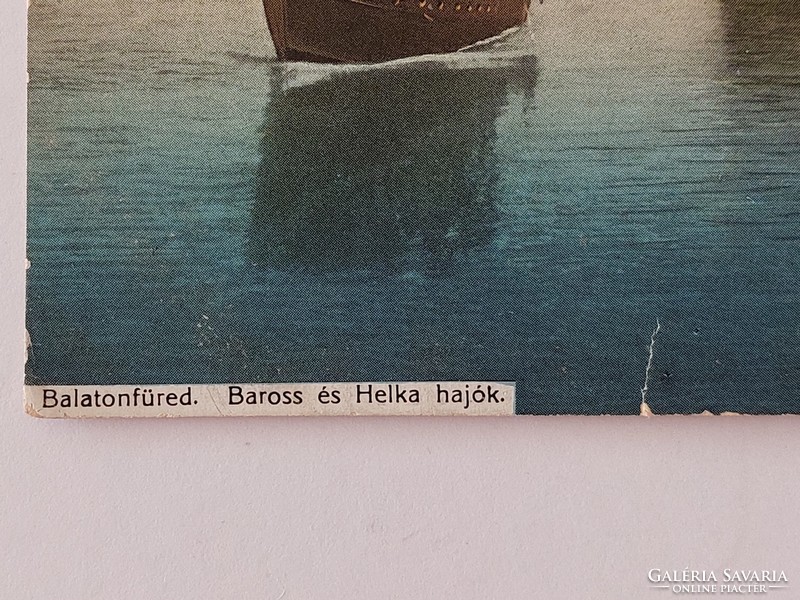 Old postcard 1916 Balatonfüred photo postcard Baross and Helka ship