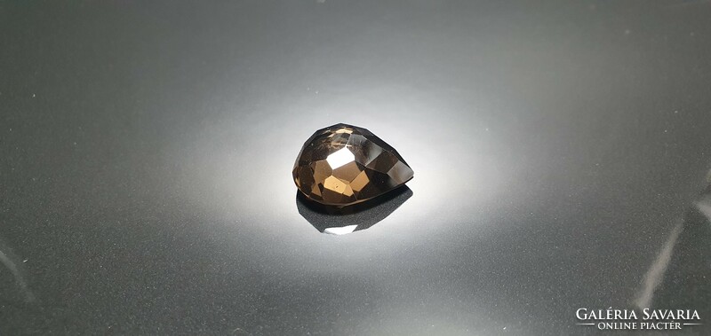Smoky quartz 16.60 Carats. Drop polished. With certification.