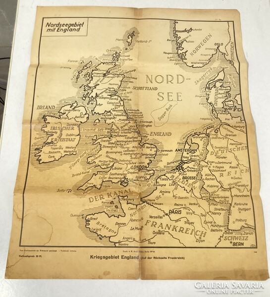 Kriegsgebiet England / Frankreich háborús övezet térkép 1940 papírrégiség