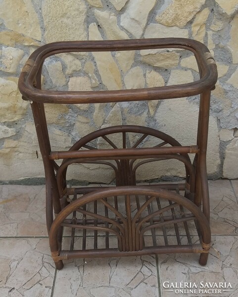 Thonet-style rattan small table newspaper holder