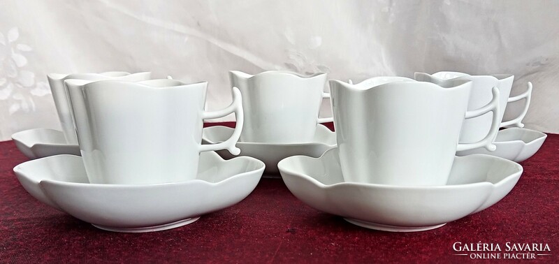 Herend white coffee cups 5 pieces each