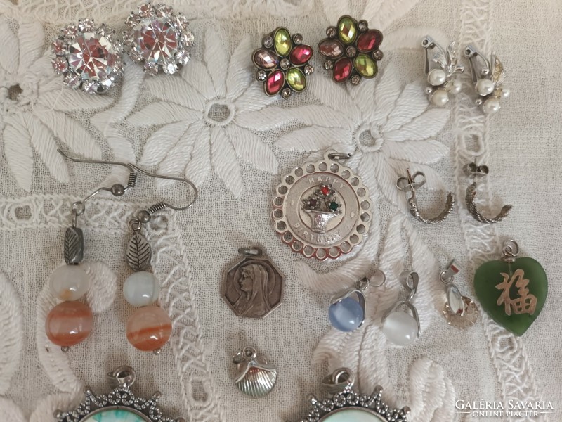 13 old handmade vintage earrings, clips, pendants for sale!