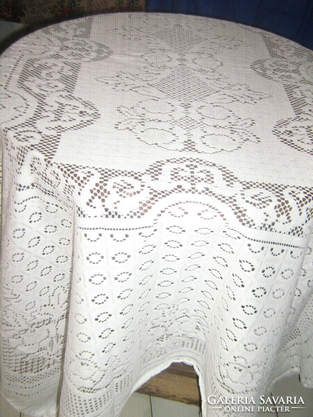 Beautiful white baroque lace tablecloth