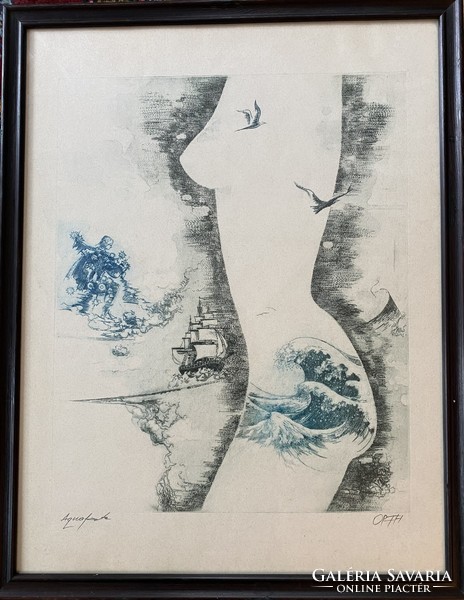 István Orth (stefan orth): aquaforte - large colored etching