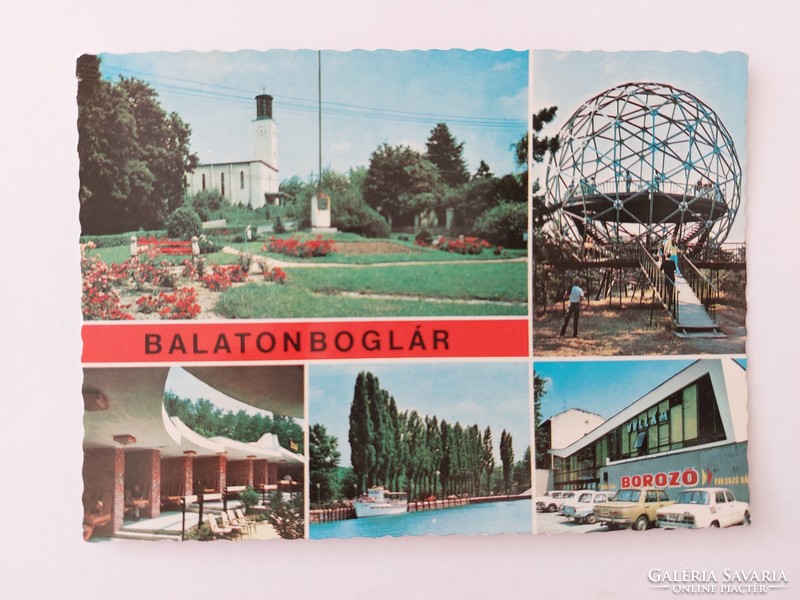 Old postcard Balatonboglár wave hostel retro photo postcard