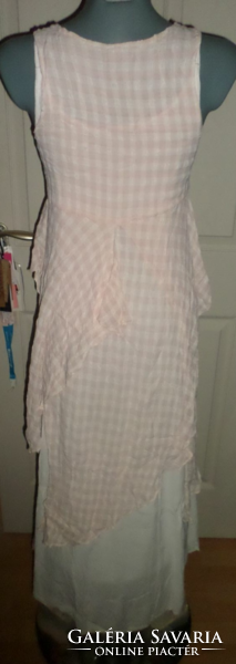 2 ruhából álló hosszú ruha 38 kockás rózsaszín barack
