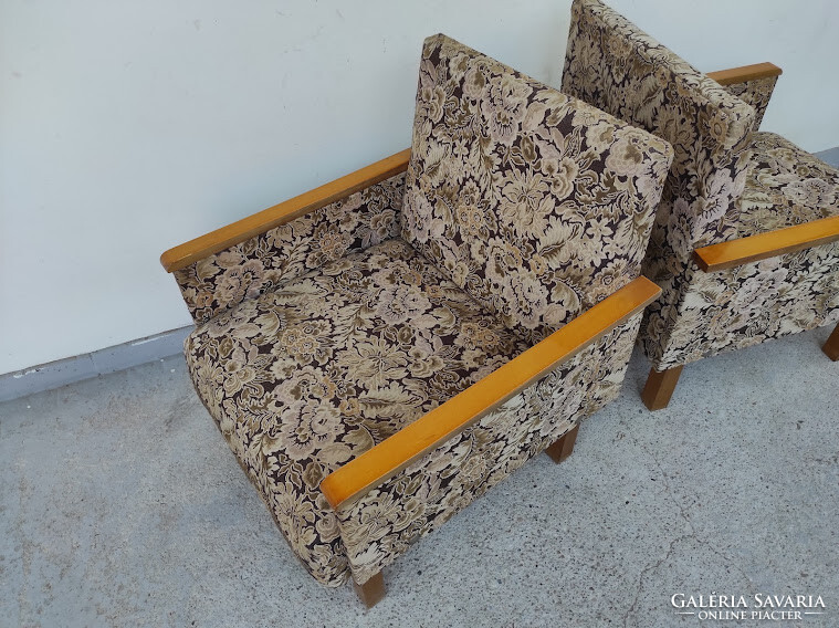 Retro fotel bútor kárpitozott fa karfás fotel szék 2 darab 5465