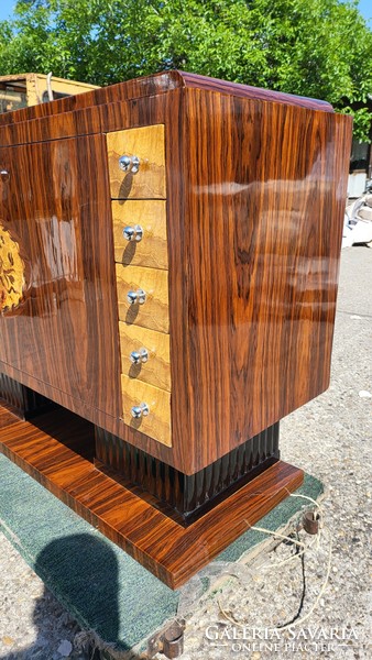 Art deco marquetry chest of drawers
