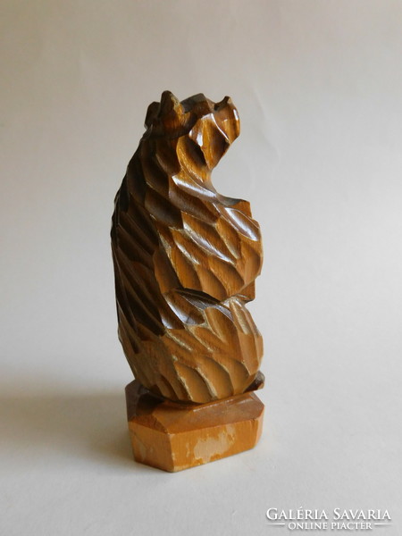 Wooden carved bear with accordion 12.5 Cm