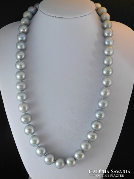 14K White Gold Beautiful Pearl Necklace with 9.7-10 Mm Large Pearls