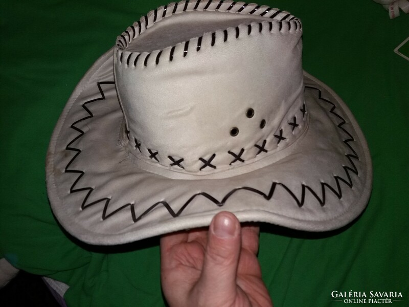 Retro WESTERN - bőr vadnyugati COWBOY kalap jó állapotban a képek szerint 1