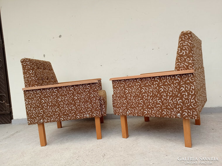Retro bútor fa karfás kárpitozott fotel szék 2 darab 4943