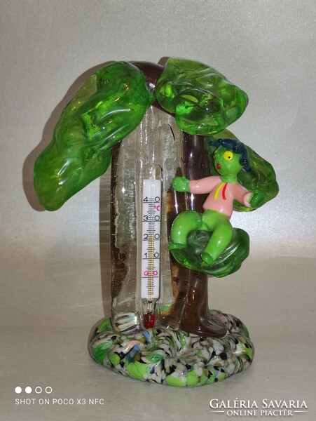 Zelezny brod thermometer Czech figurative glass sculpture designed by Jaroslav Brychta from the 1950s