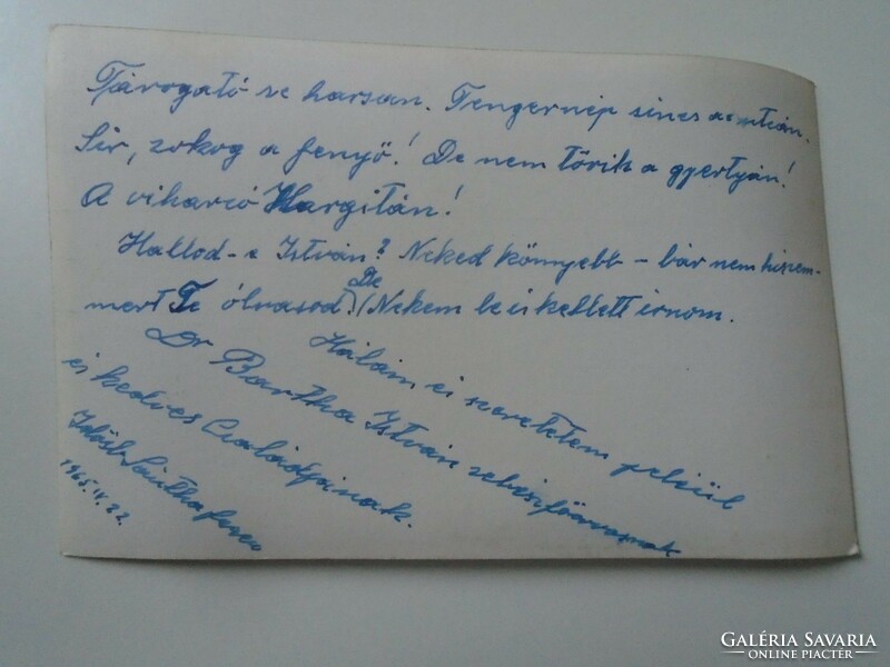 D195710 old photo with words of thanks from Ferenc Sántha, addressed to Dr. István Bartha, chief surgeon, 1965
