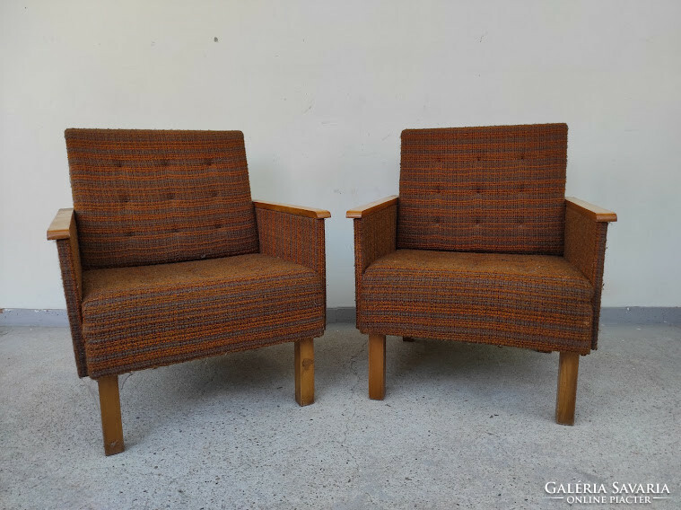 Retro armchair furniture 2 pieces of wooden shaped design chair with armrests in good condition 5470