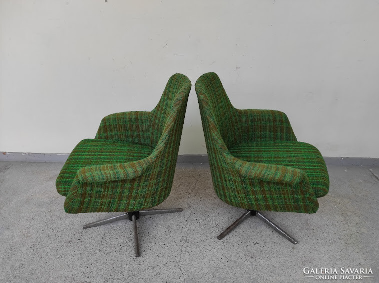 Retro armchair pair 2 pieces green upholstered swivel armchair chair furniture 5482