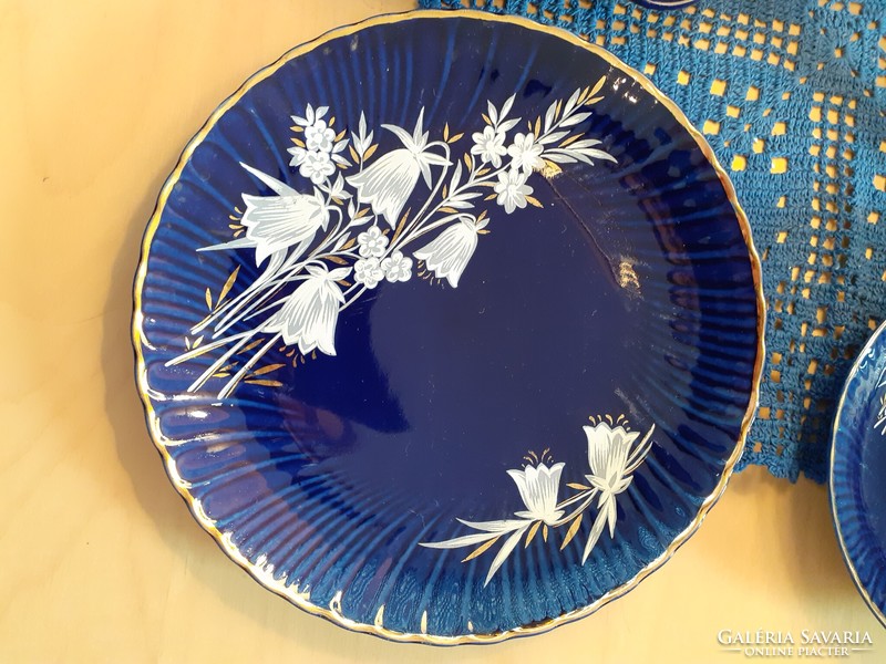 Fena blue cobalt breakfast set cup small plate lily of the valley gilded