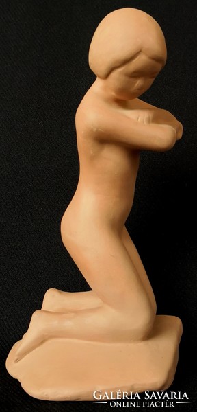 DT/233 – Veszely Jelena – Térdelő akt, mázas terrakotta kisplasztika