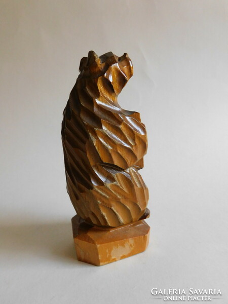 Wooden carved bear with accordion 12.5 Cm