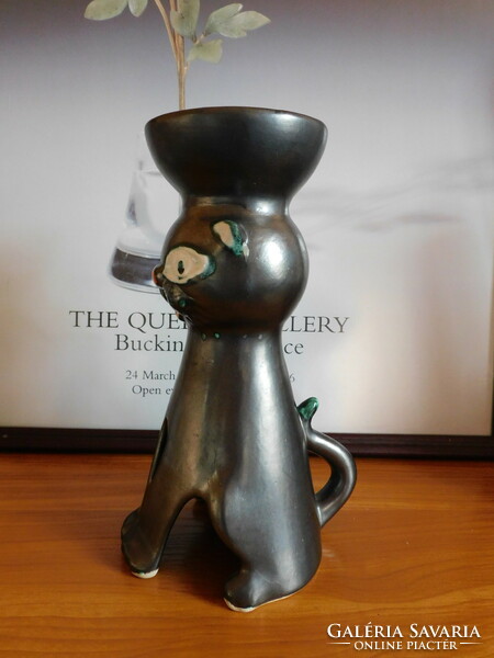 Ceramic craftsman retro cat/cat candle holder