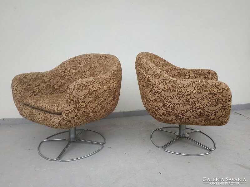 Retro bútor kárpitozott forgós kagyló fotel szék 2 darab 4958