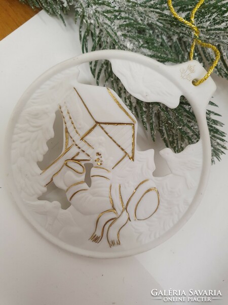Porcelain Christmas tree decoration, marked, in original box. Bisquit porcelain.
