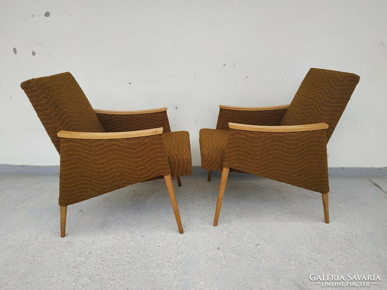 Retro fotel bútor kárpitozott fa karfás fotel szék 2 darab 5460