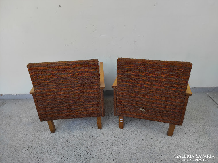 Retro armchair furniture 2 pieces of wooden shaped design chair with armrests in good condition 5470
